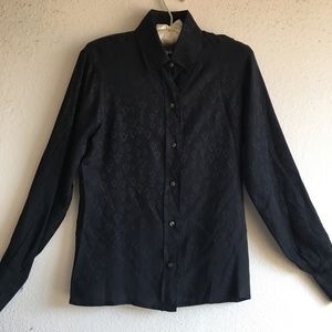Vintage 1970’s Valentino Blk Silk Monogram Blouse